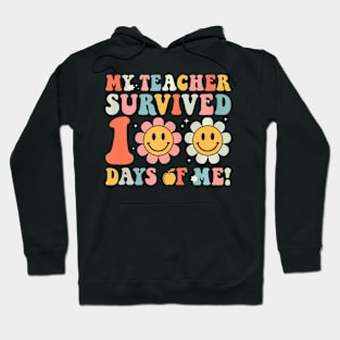 My Teacher Survived 100 Days Of Me School Groovy Hoodie